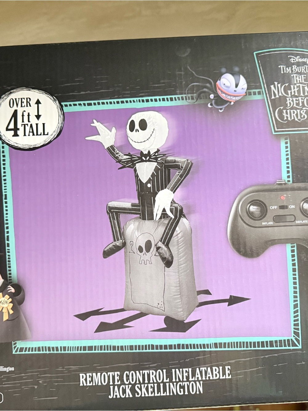 Disney Jack Skellington Inflatable Halloween Decoration — Black, White, Purple